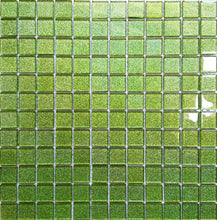 Load image into Gallery viewer, Green Glitter Glass Mosaic Tiles (MT0020)
