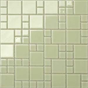 Sample of Light Green Glass Modular Mix Mosaic Tiles Sheet (MT0024)