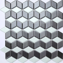Load image into Gallery viewer, Retro Kitchen and Bathroom Black &amp; White 3D Cubes Glass Mosaic Tiles (MT0083)
