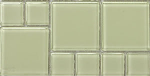 Sample of Light Green Glass Modular Mix Mosaic Tiles Sheet (MT0024)