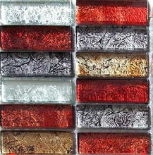 Load image into Gallery viewer, Sample of Autumn Foil Glass Brick Mosaic Tiles (MT0006)
