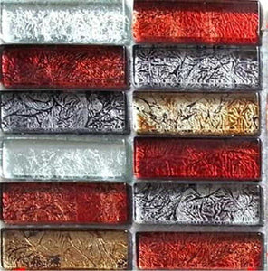 Sample of Autumn Foil Glass Brick Mosaic Tiles (MT0006)
