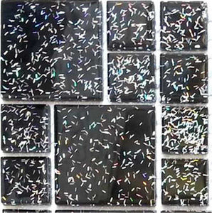 Black Glitter Glass Modular Mosaic Tiles (MT0011)
