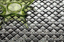 Load image into Gallery viewer, Sample of Black Crackle Glass Mosaic Tiles (MT0043)
