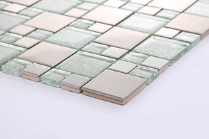 Brushed Silver Stainless Steel Modular Mix Mosaic Tiles (MT0048)