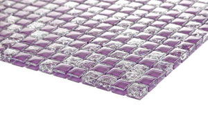 Crackle & Plain Purple Glass Mosaic Tiles (MT0070)