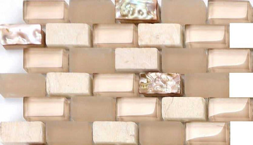 Sample of Mother of Pearl, Stone & Beige Glass Mosaic Wall Tiles (MT0147)