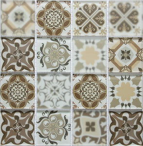 CLEARANCE 54 Square MetreS of Brown Patterned Glass Mosaic Tiles (MT0181 SQM)