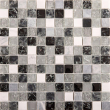 Load image into Gallery viewer, Clearance 59 SQUARE METERs Mosaic Tiles Black &amp; Grey Crackled Glass and Stone (MT0152)
