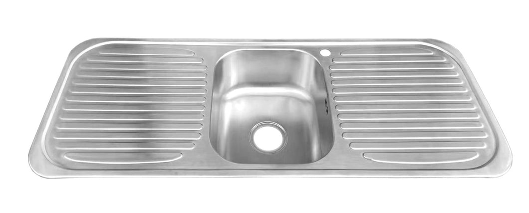 1180 x 480mm One Bowl Double Drainer Stainless Steel Sink (C01) - BRUSHED