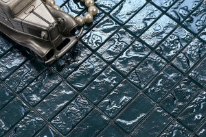 CLEARANCE 45 Square Metres of Blue Textured Lava Glass Brick Mosaic Tiles (MT0122 SQM)