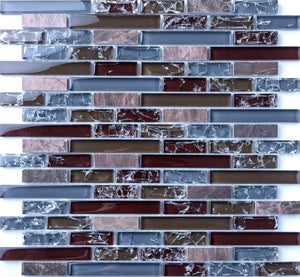 CLEARANCE 27 Square Metres of Blue and Brown Crackle Glass & Marble Mosaic Tiles (MT0156 SQM)