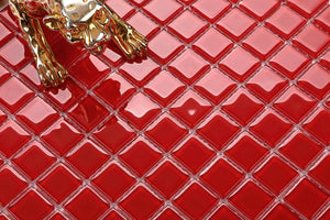 CLEARANCE 80 Square Metres  of Red Glass Mosaic Tiles (MT0022 SQM)