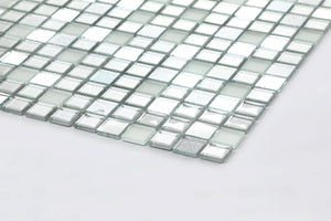 WHOLESALE 90 Square Metres   of Silver Frosted, Mirror & Glitter Mix Glass Mosaic Tiles (MT0046 SQM)