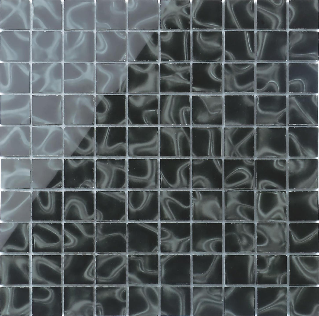 CLEARANCE 108 Square Metres of Black Glass With Grey Holographic Effect Mosaic Tiles (MT0135 SQM)