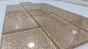 Clearance 99 Square Metres of Rose Gold Glitter Subway Tile 75mm x 150mm (MT0200 SQM)