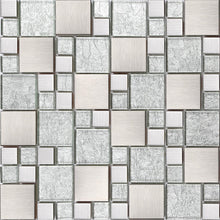Load image into Gallery viewer, Clearance 72 Square Metres of Brushed Silver Stainless Steel Modular Mix Mosaic Tiles (MT0048 SQM)
