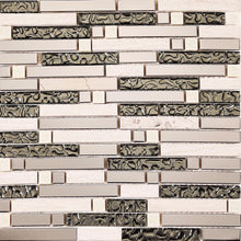Load image into Gallery viewer, Clearance 72 Square Metres  of Polished Steel, Natural Stone &amp; Silver Glass Brick Shape Mosaic Tiles (MT0146 SQM)
