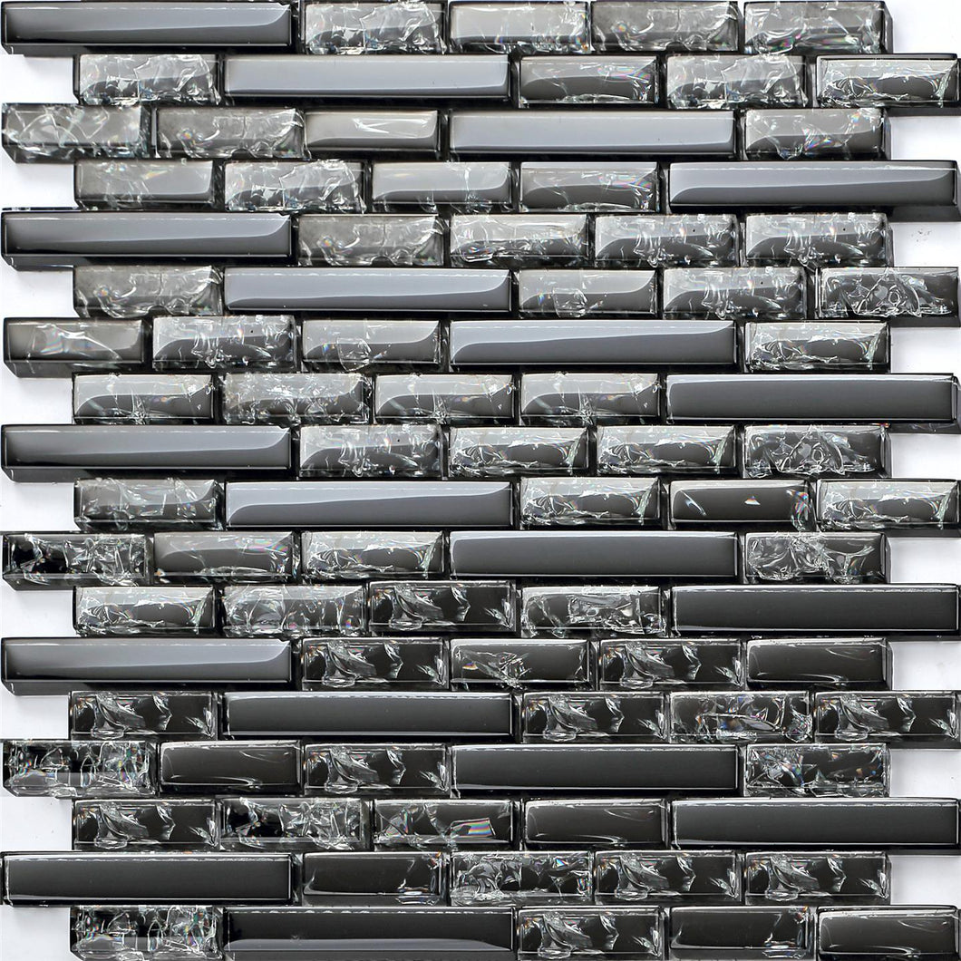 CLEARANCE 66 SQM Black Crackle Brick Mixed Mosaic Wall Tiles (MT0074)