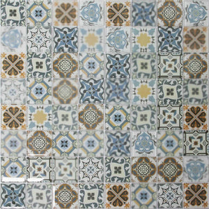 Blue Patterned Glass Mosaic Tiles (MT0179)