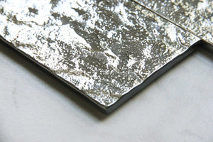 Silver Textured Glass Subway Tile 75x300mm (MT0194)