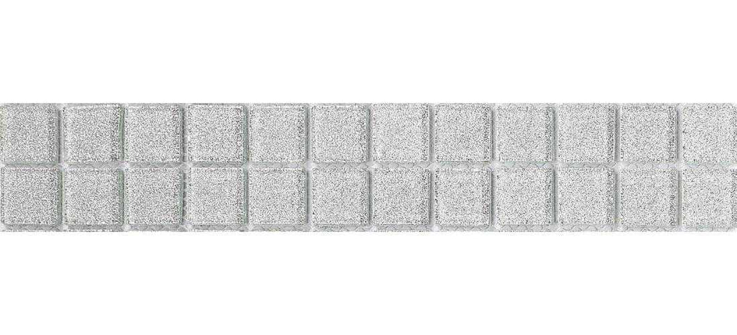 Silver Glitter Glass Mosaic Tile Strip (MB0073)