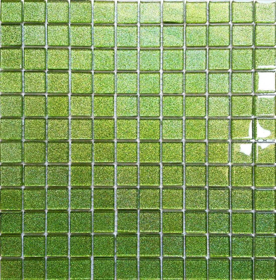 Green Glitter Glass Mosaic Tiles (MT0020)