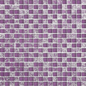 Sample of Crackle & Plain Purple Glass Mosaic Tiles Sheet (MT0070)