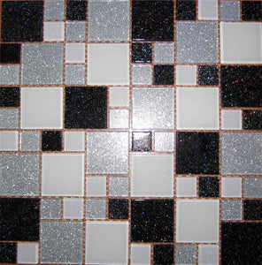 Sample of Black Silver Glitter Modular Mix Mosaic Tiles (MT0034)
