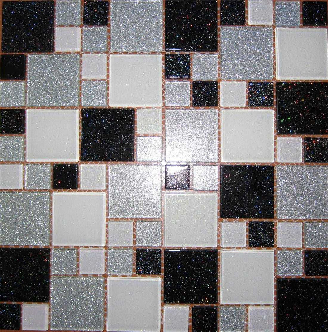 Black & Silver Glitter Modular Mix Mosaic Tiles (MT0034)
