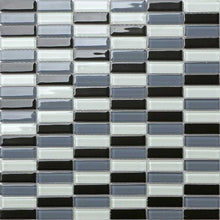 Load image into Gallery viewer, Sample of Black Grey White Glass Brick Mosaic Tiles (MT0015)
