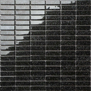 Sample of Black Glitter Rectangle Mosaic Tiles (MT0010)