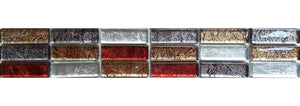 Autumn Foil Glass Brick Mosaic Tile Strip (MB0006)