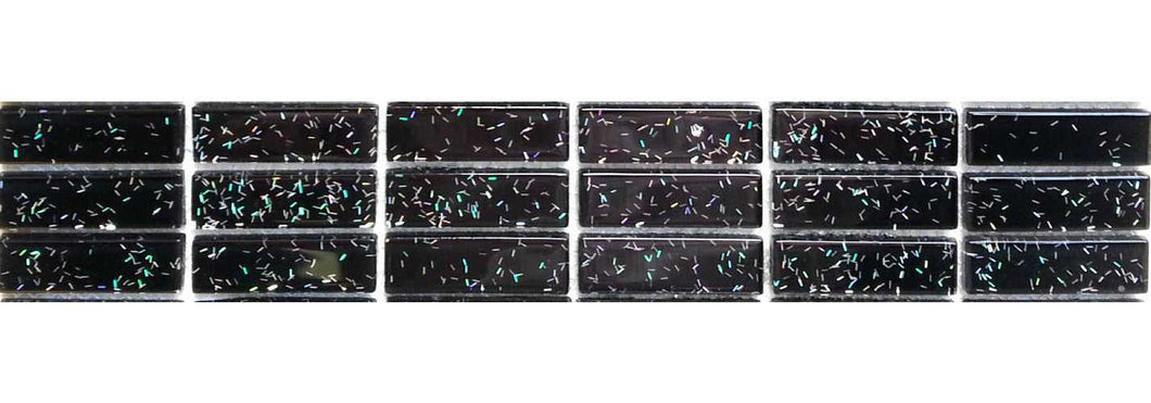 Black Glitter Rectangle Mosaic Tile Strip (MB0010)