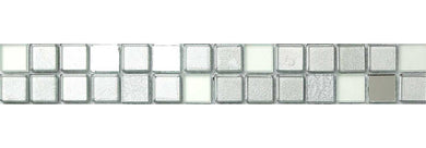 Silver Frosted, Mirror & Glitter Mix Glass Mosaic Tile Strip (MB0046)