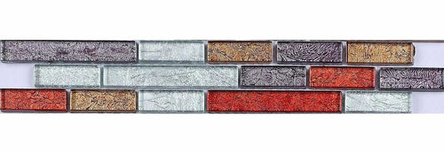 Autumn Linear Brick Mix Pattern Glass Mosaic Tile Strip (MB0094)