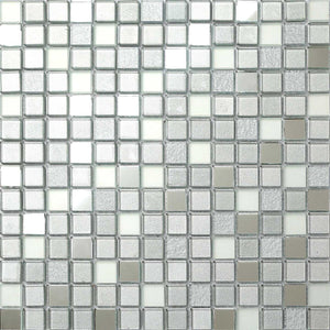 Sample of Silver Frosted Mirror Glitter Glass Mosaic Tiles (MT0046)