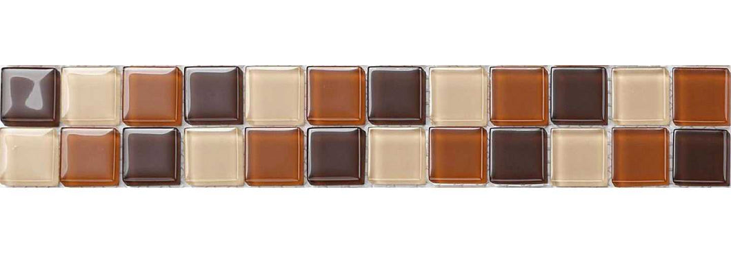 Beige & Brown Glass Mosaic Tile Strip (MB0082)