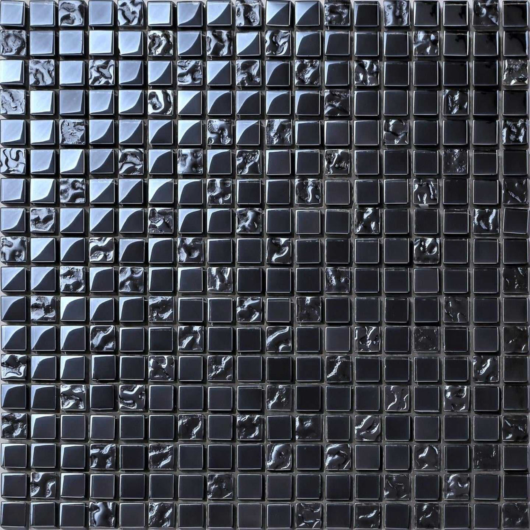 Lustrous Pearl Black Iridescent Glass Mosaic Tiles (MT0098)