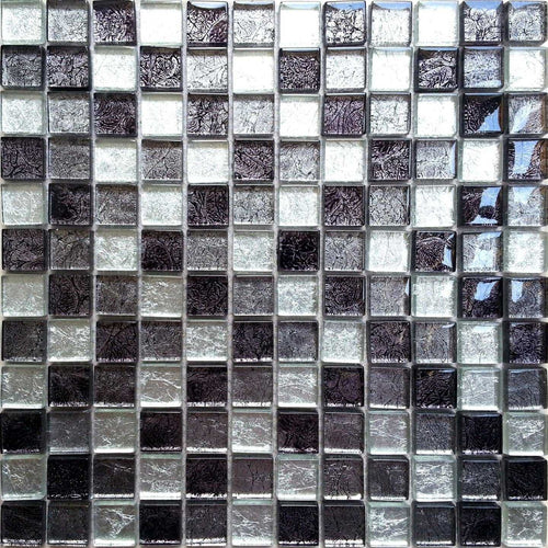 Black & Silver Foil Glass Mosaic Tiles (MT0004)
