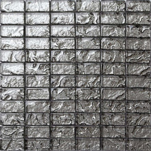 Load image into Gallery viewer, Sample of Grey Textured Lava Glass Brick Mosaic Tiles Sheet (MT0121)
