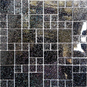 Sample of Black Glitter Mixed Glass Mosaic Tiles Sheet (MT0011)