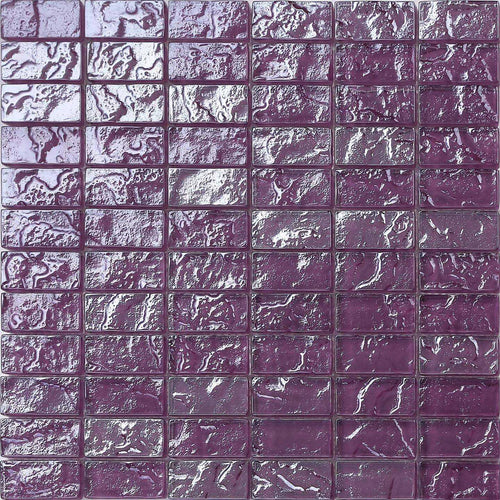 Lilac Textured Lava Glass Brick Mosaic Tiles (MT0119)