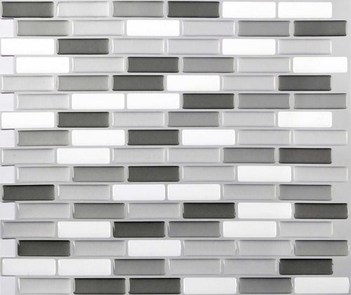 4 Pack of Grey, White & Black 3D Gel Mosaic Effect Self-Adhesive Tile Sheets (3D0006)