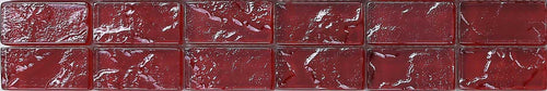 Red Textured Lava Glass Mosaic Tile Strip (MB0123)