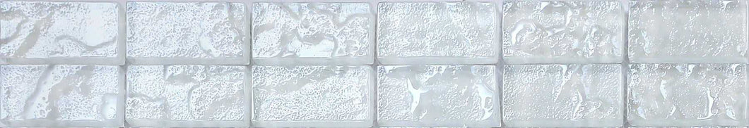 White Textured Lava Glass Mosaic Tile Strip (MB0118)