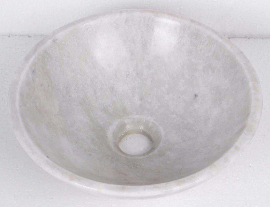 Round Oriental White Stone Counter Top Basin in 3 Sizes (B0034, B0035, B0036)