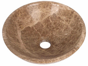 Round Light Emperador Stone Counter Top Basin in 3 Sizes (B0044, B0052, B0053)