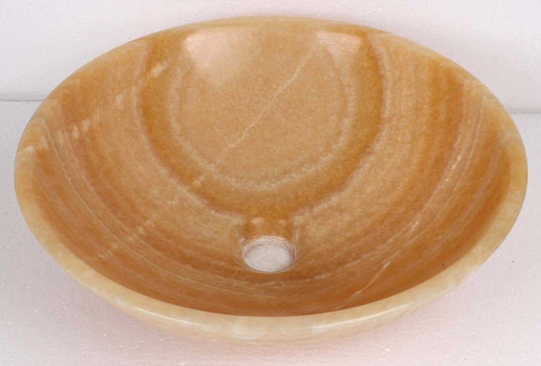 Round Yellow Onyx Stone Counter Top Basin in 3 Sizes (B0054, B0055, B0056)