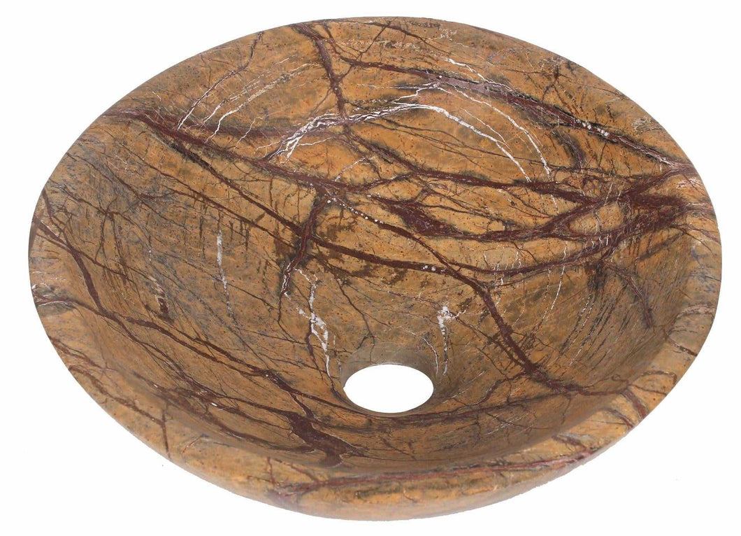 Round Rain Forest Brown Stone Counter Top Basin in 3 Sizes (B0042, B0048, B0049)